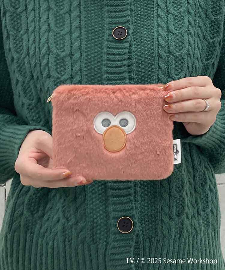 SESAME STREET FACE FURミニフラットポーチ