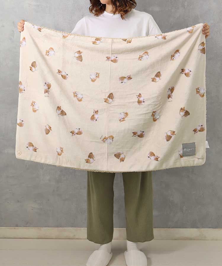 モチーフプリント3wayひざ掛け