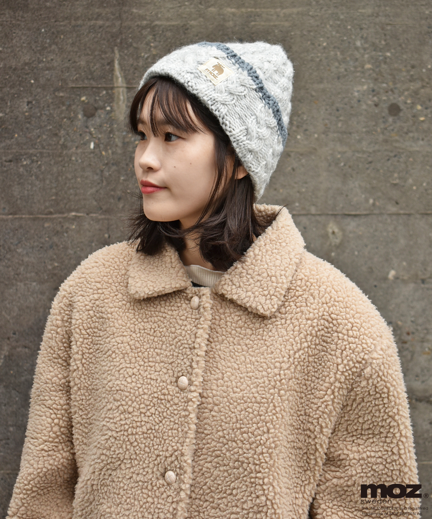 moz裏ボアケーブル編みニット帽
