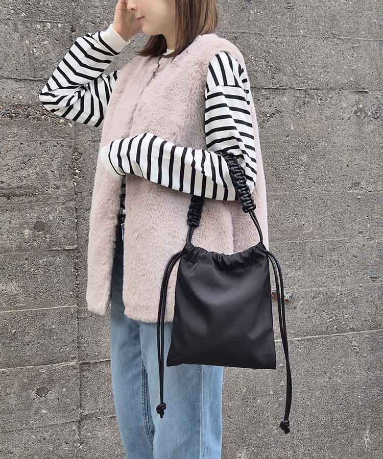 編み込み巾着ショルダー