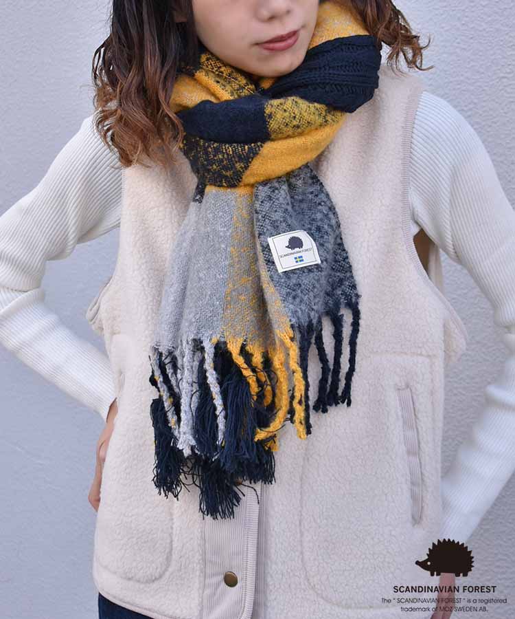スカンジナビアンフォレスト  チェックニットストール