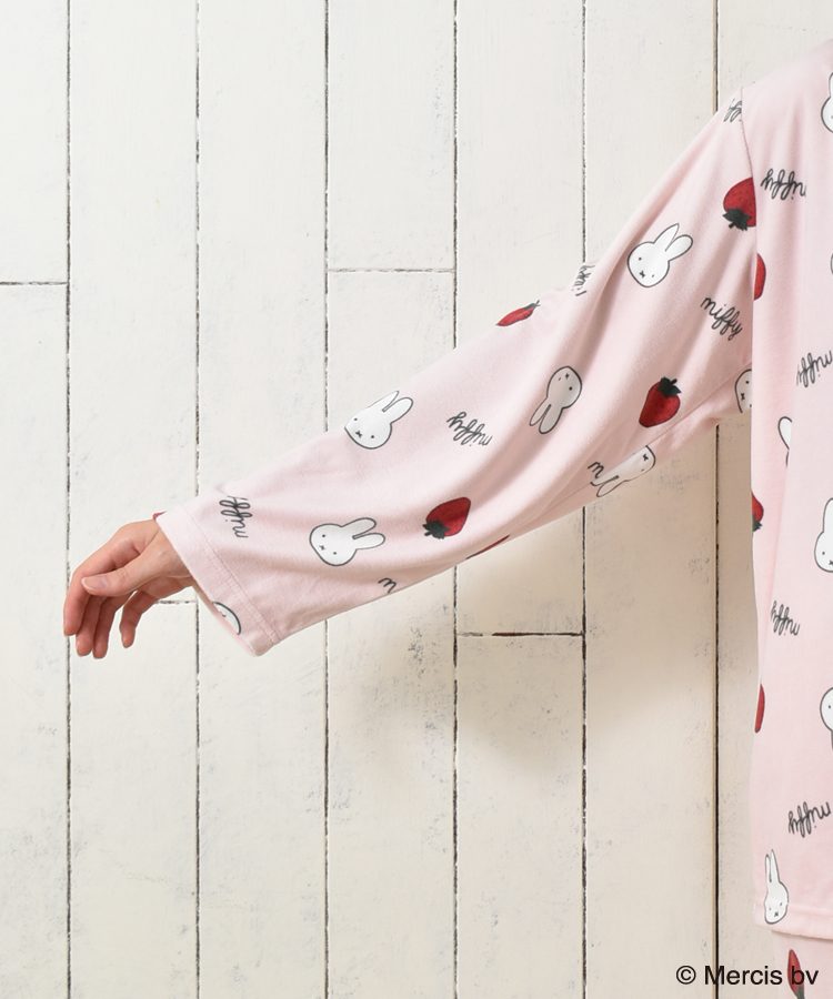 ミッフィーいちご柄前開きパジャマ上下セット