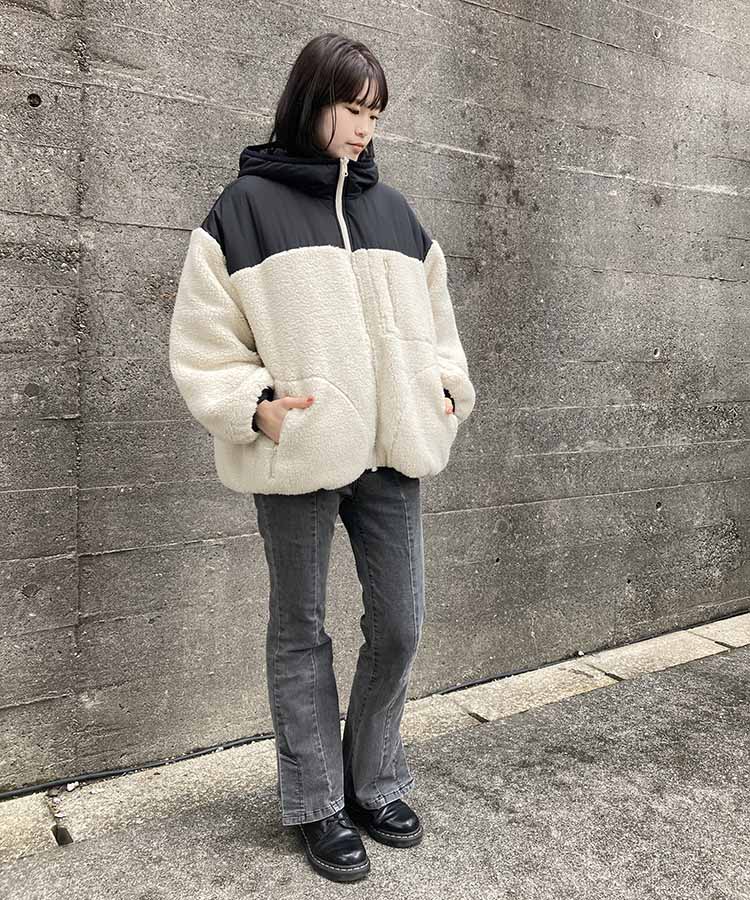 リバーシブルボアブルゾン