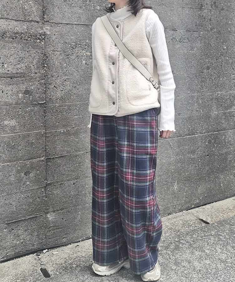 ネルチェック柄イージーパンツ