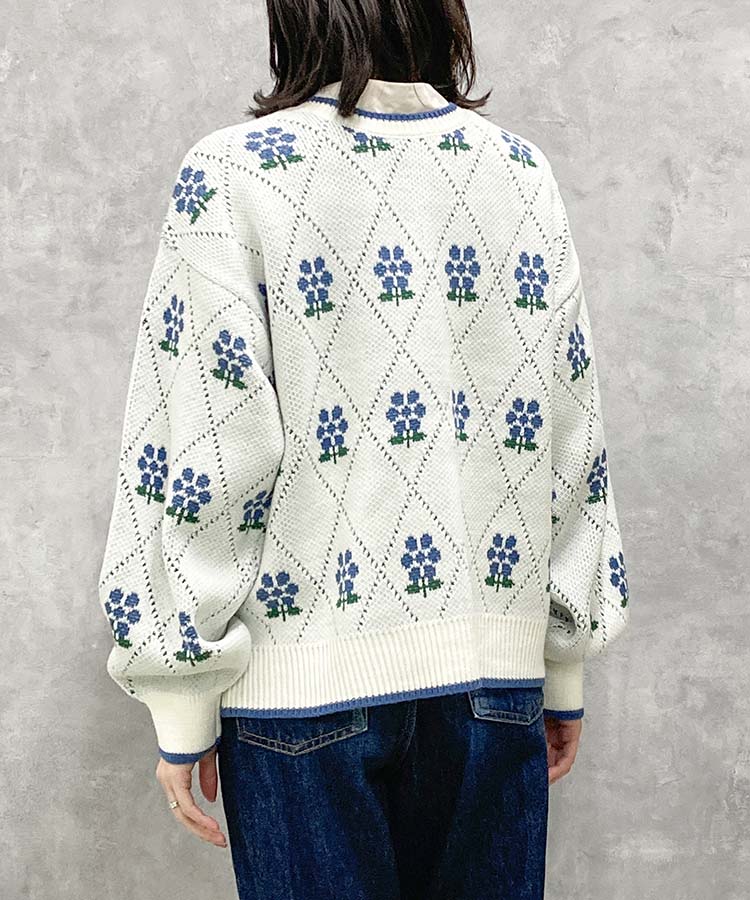 ≪SALE≫le petale フラワーダイヤニットカーディガン