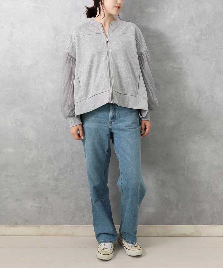 ≪SALE≫【WEB限定】ポンチ×チュールプリーツブルゾン