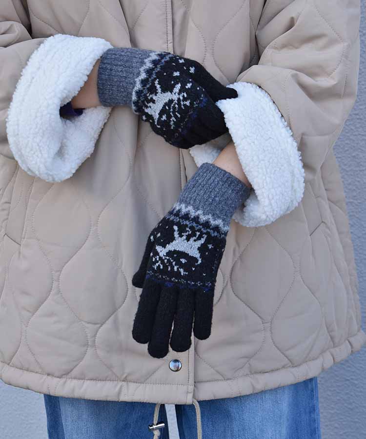 裏起毛トナカイニットグローブ