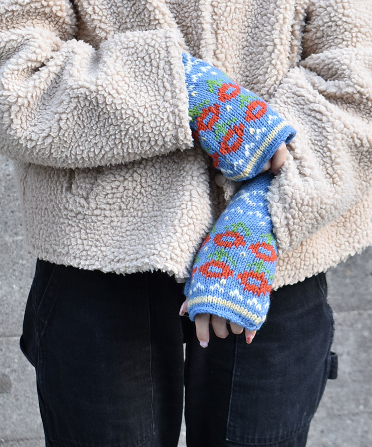 フラワーニットフィンガーレスグローブ