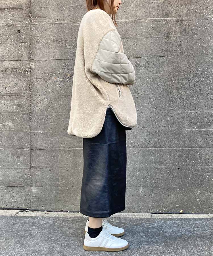 ボア切り替えキルティングコート