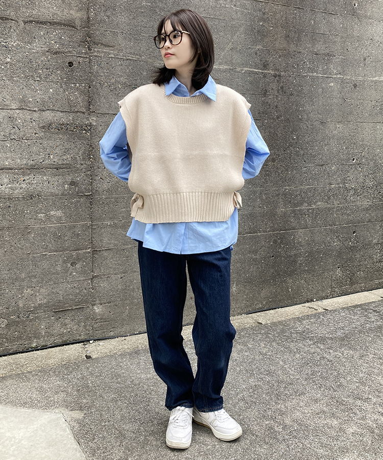 サイドリボンニットベスト