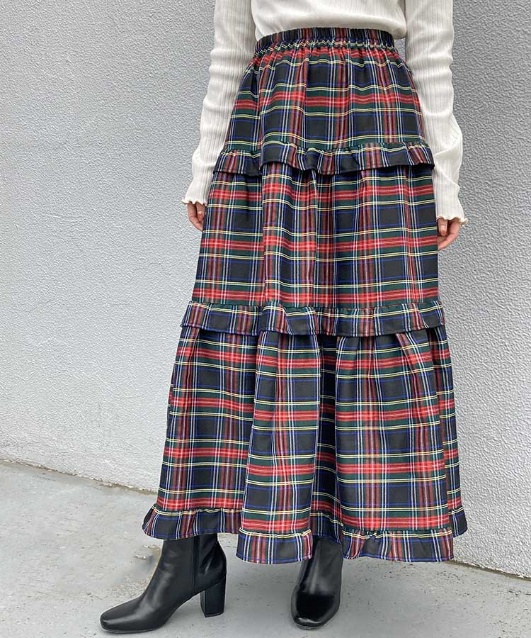 チェックティアードスカート