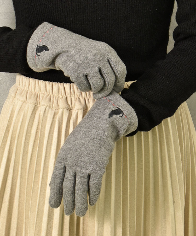 指フードキャット刺繍グローブ