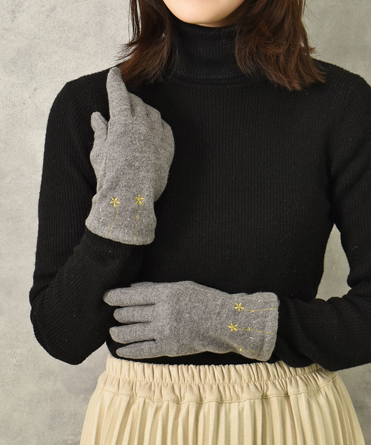 指フードフラワー刺繍グローブ