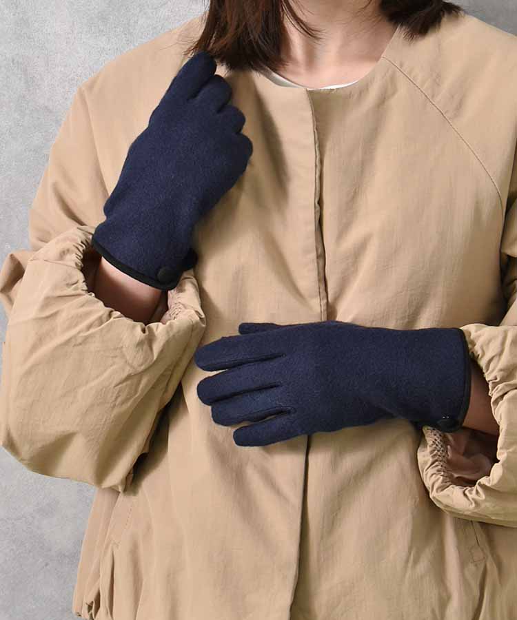 ボタンバイカラー指フードグローブ