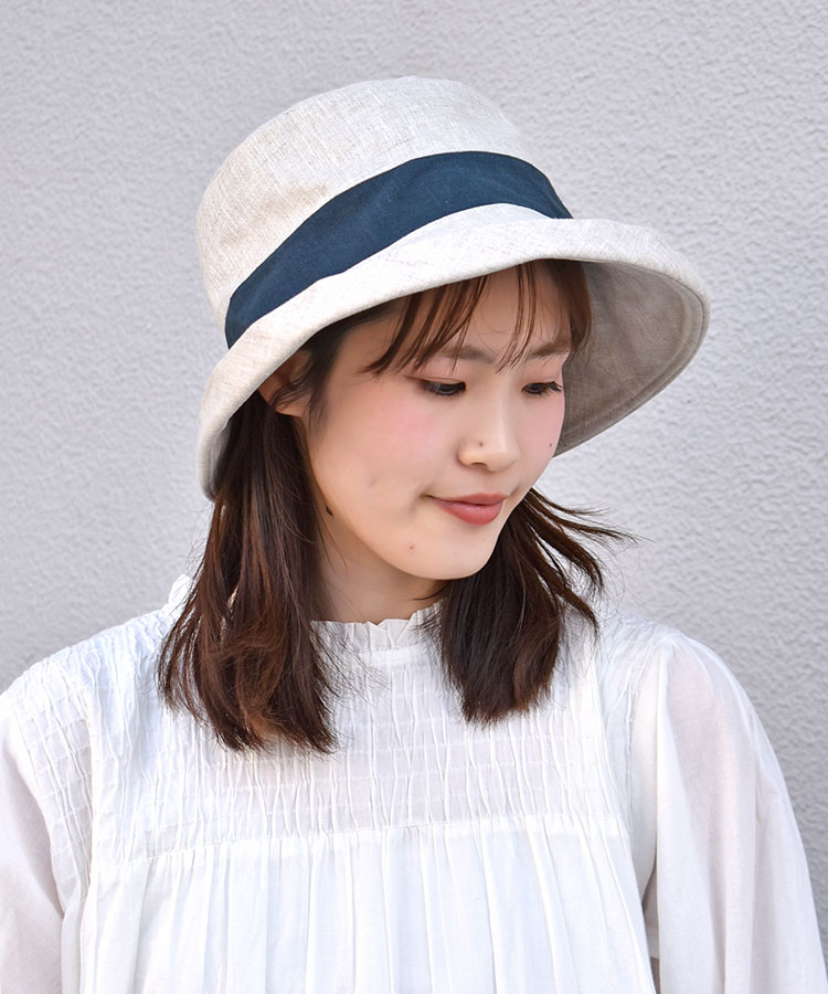 バイカラーアシンメトリーハット