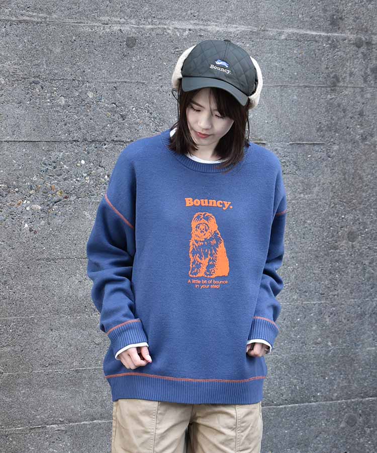 Bouncy.フロッキープリントニットプルオーバー