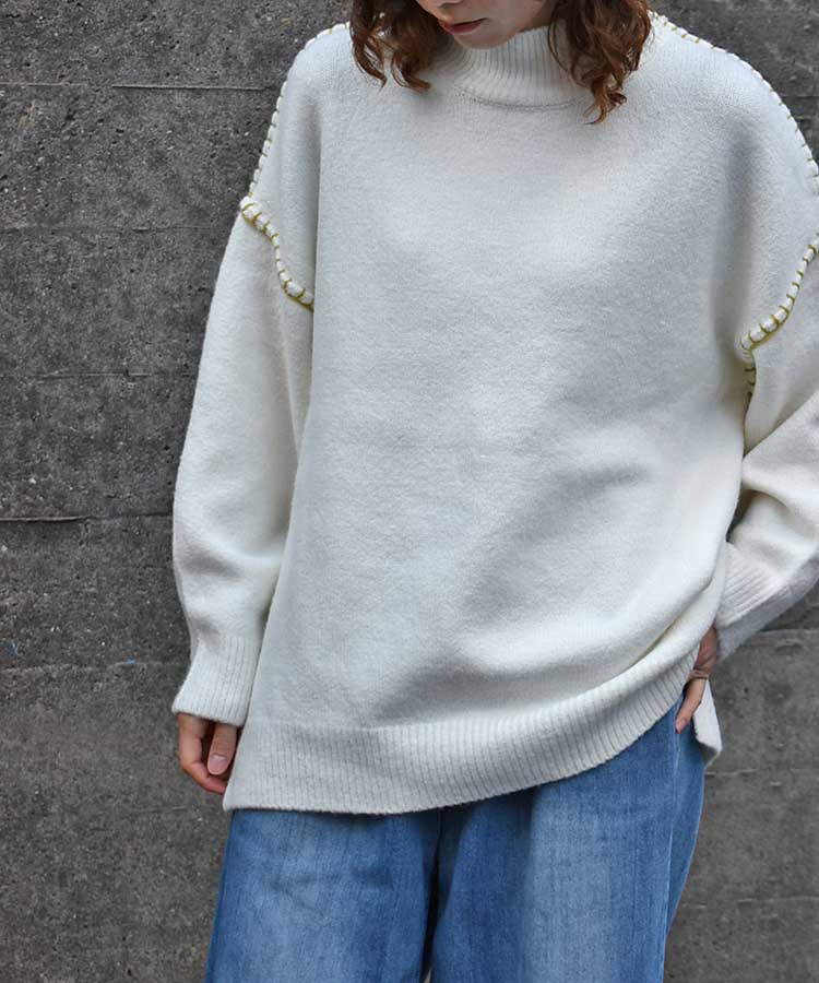 天竺配色ハンドステッチプルオーバー