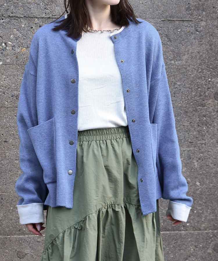 バイカラーニットカーディガン