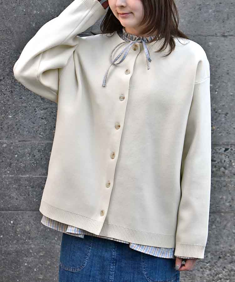 ポリウーリーニットカーディガン
