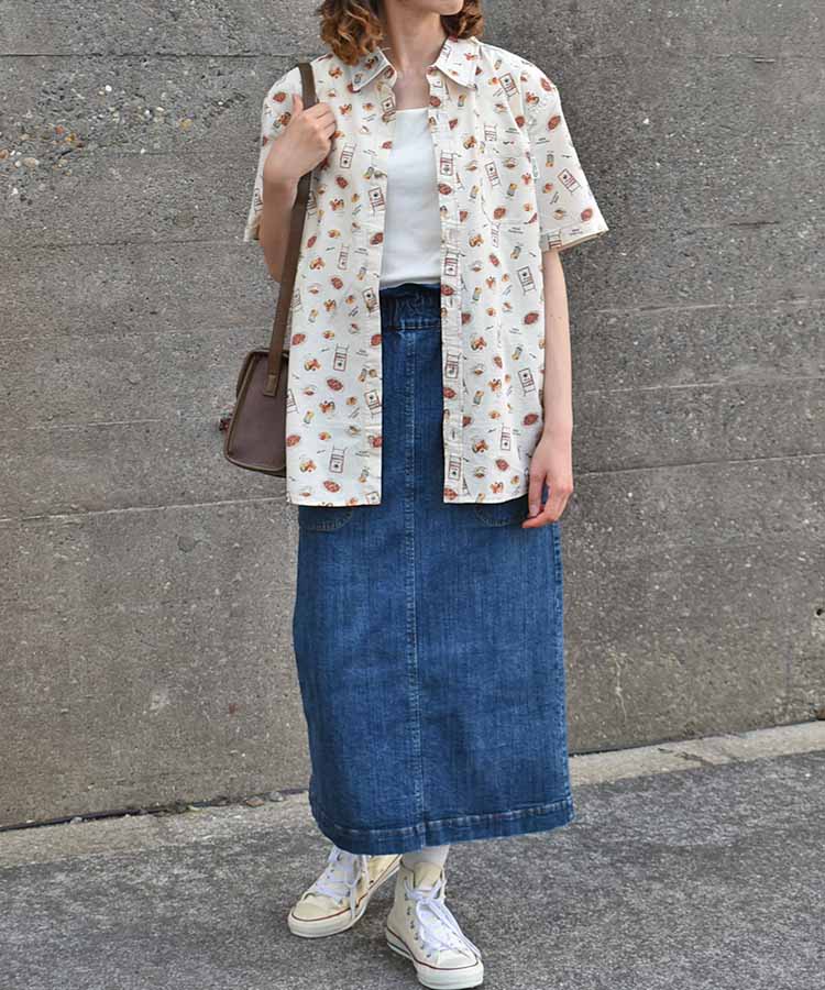 総柄プリントシャツ