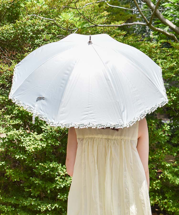 PUフラワーレース晴雨兼用長傘