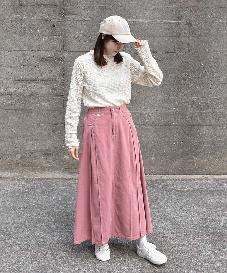 レースボトルネックロンT