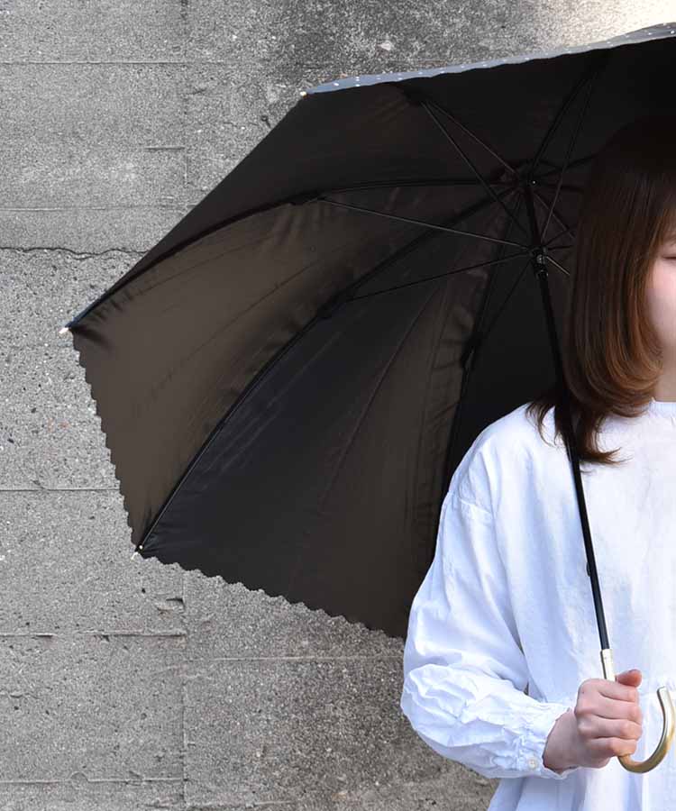 遮光ドットフラワーポイント晴雨兼用長傘