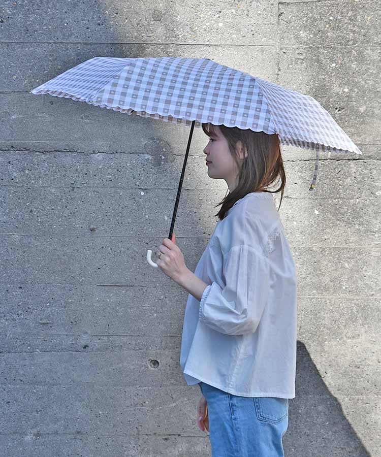 ギンガムハート折りたたみ傘
