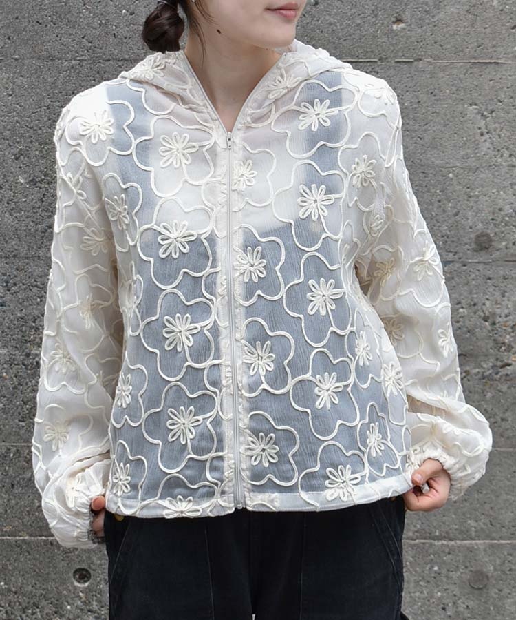 シアーフラワーフードブルゾン