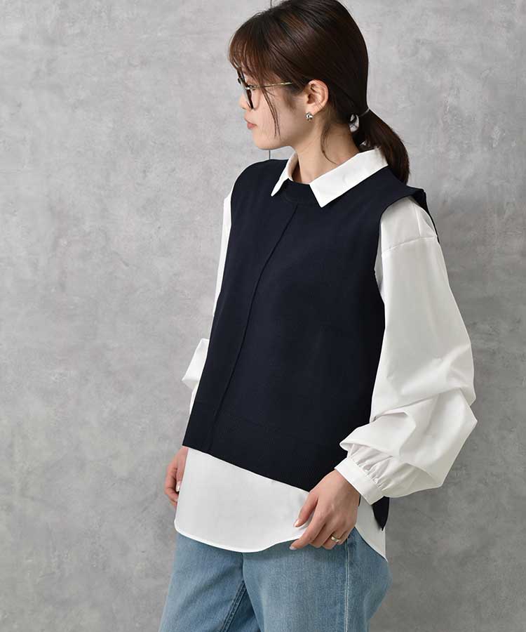 ニット付きブラウス