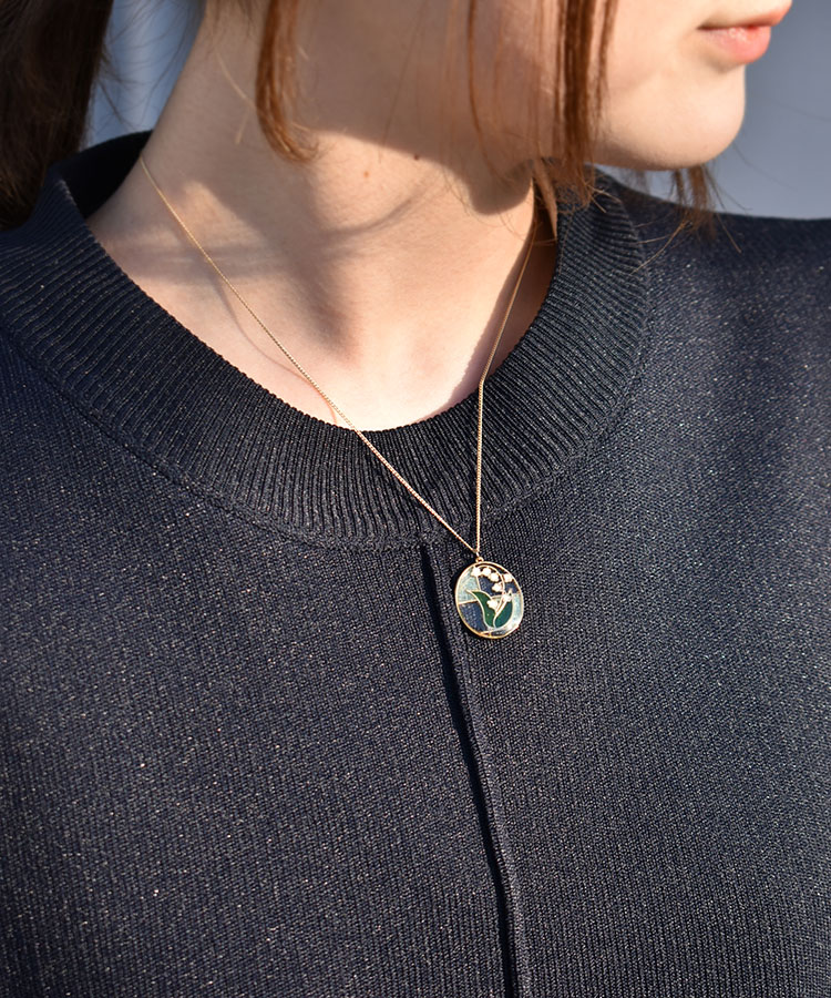 フラワーステンドグラスネックレス