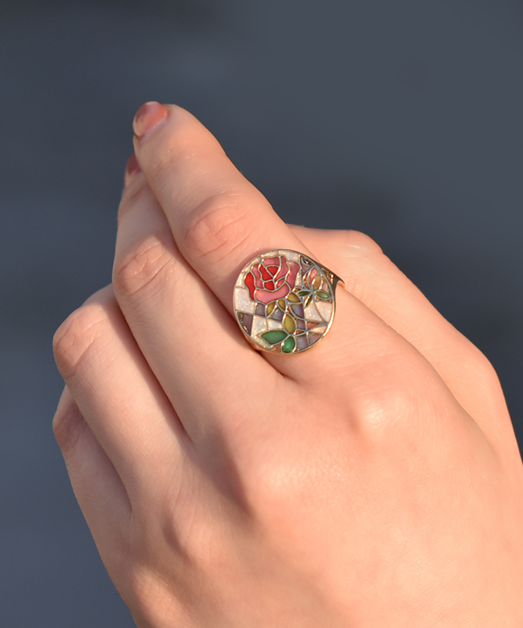 フラワーステンドグラスリング