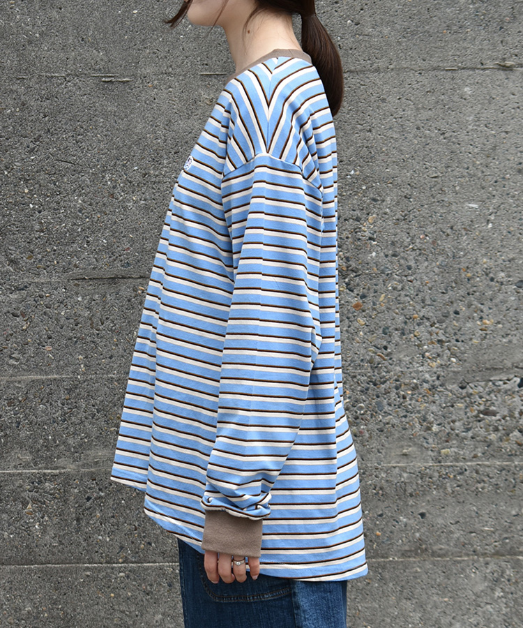 Bouncy.ワッペン付ボーダーロンT