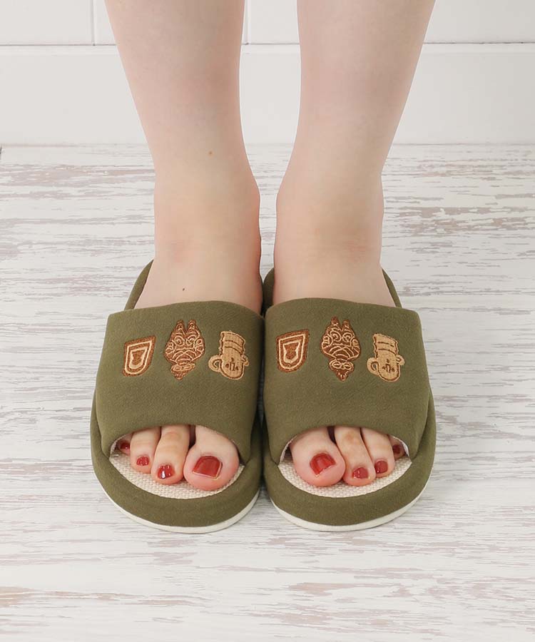 ミュージアム刺繍麻スリッパ