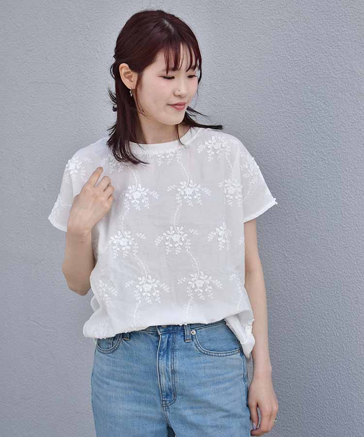 フラワー3D刺繍TシャツNO3