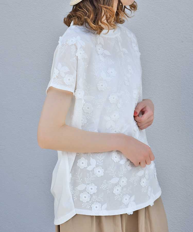 フラワー3D刺繍TシャツNO2