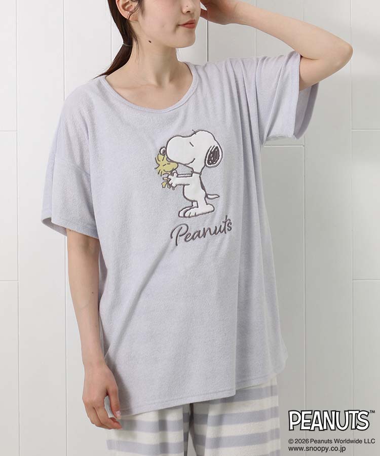 スヌーピー 半袖パイルルームウェア上下セット