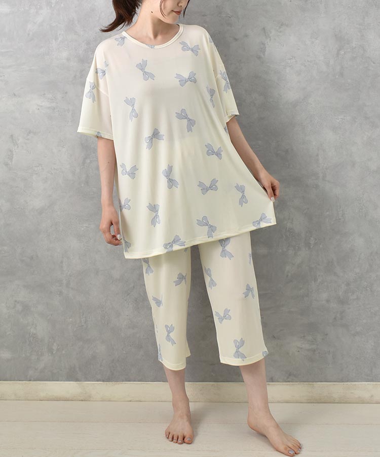 ひんやり総柄ルームウェア上下セット