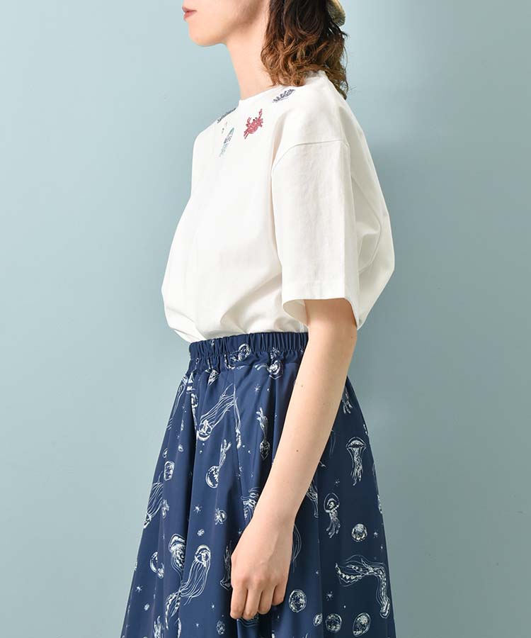 海の生き物ビーズ刺繍Tシャツ
