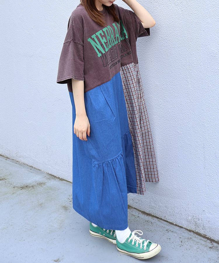 ≪SALE≫切り替えロゴワンピース