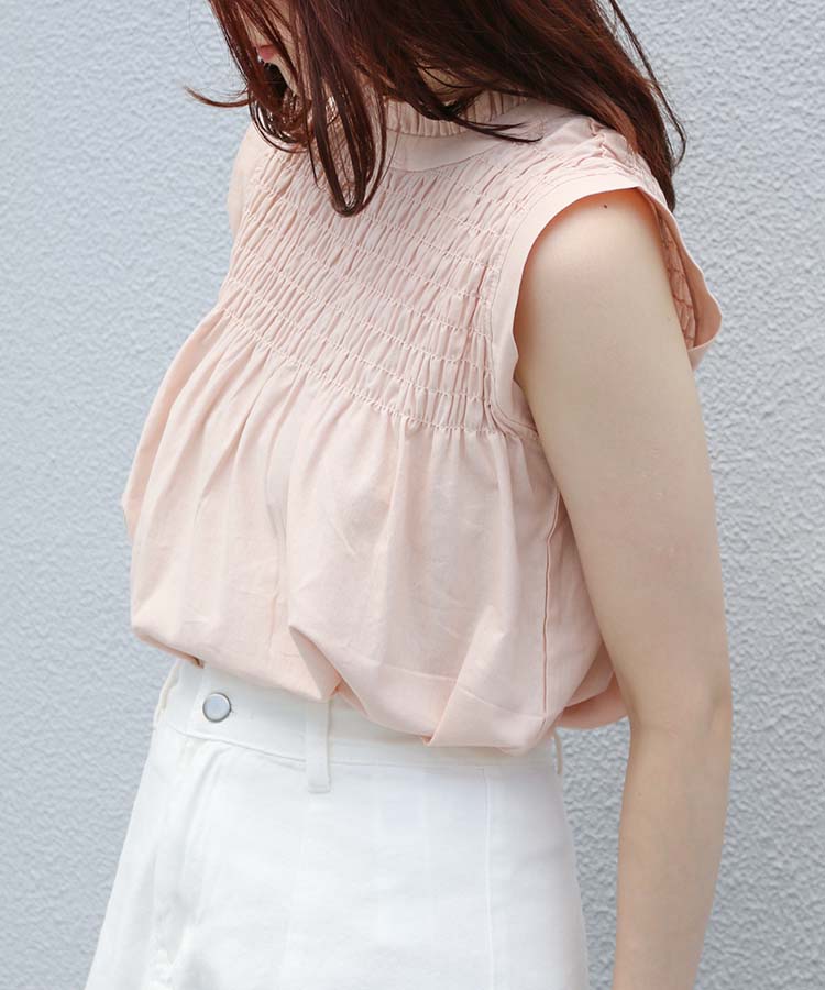 ≪SALE≫ノースリーブシャーリングブラウス