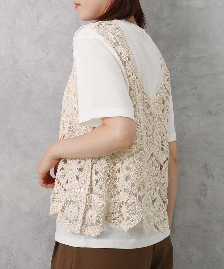 カギ針ベスト付Tシャツ