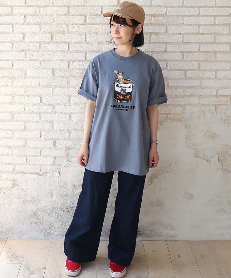 ≪SALE≫ペンキ缶イラストフロッキープリントTシャツ