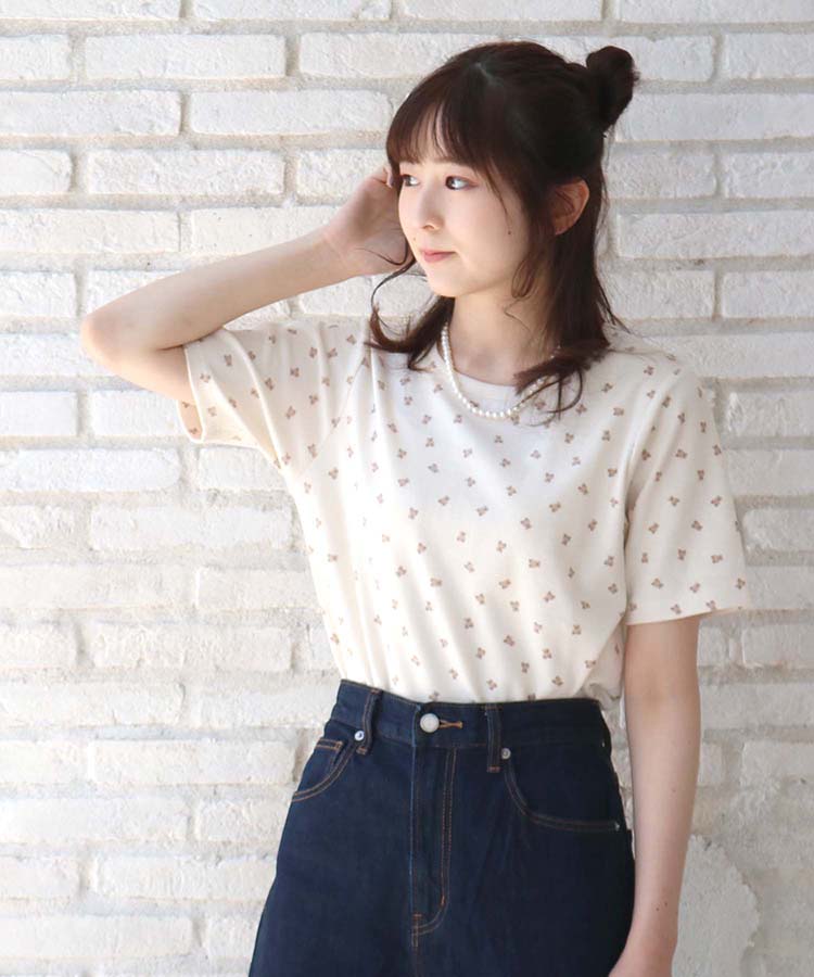 ≪OUTLET≫総柄リブTシャツ