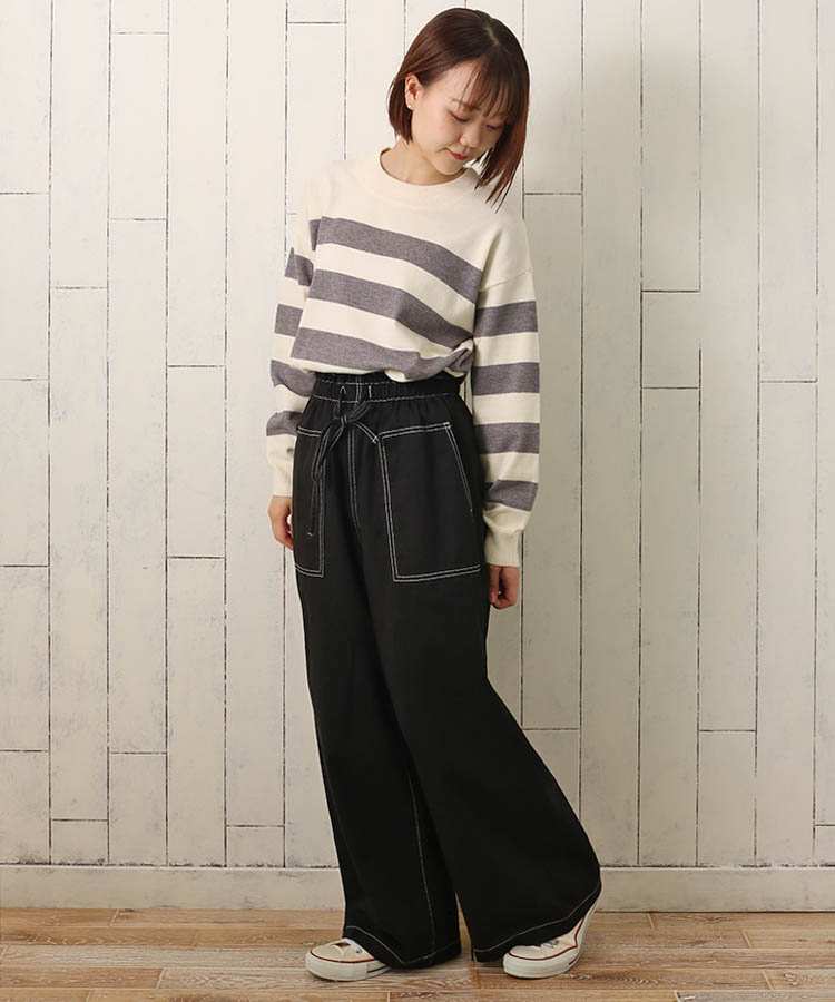 ≪SALE≫パネルボーダーニットプルオーバー