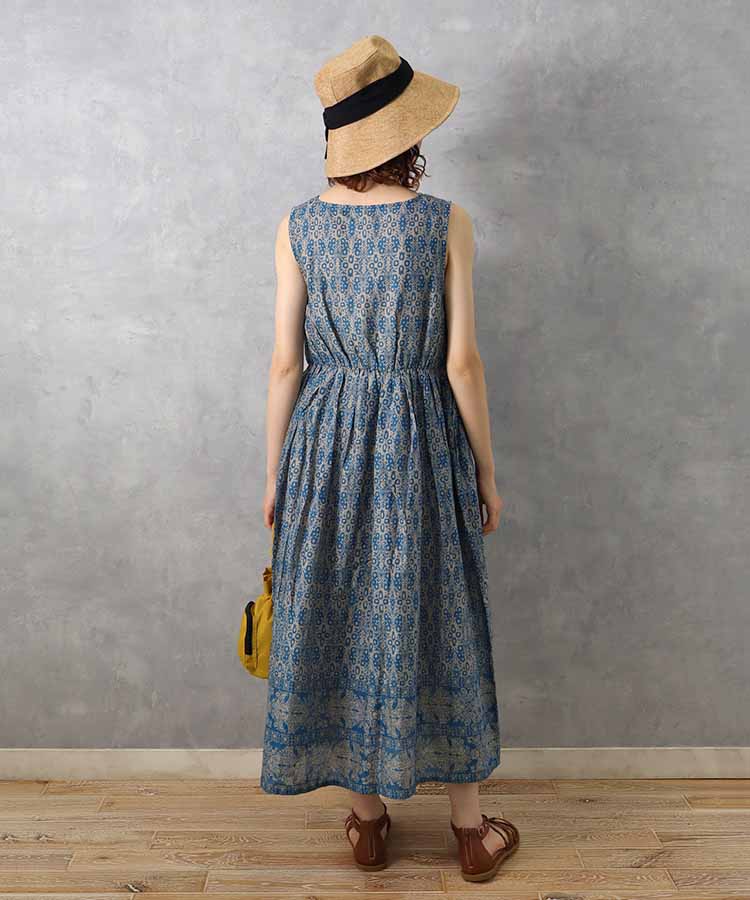 ≪SALE≫袖なし総柄ワンピース25NO5