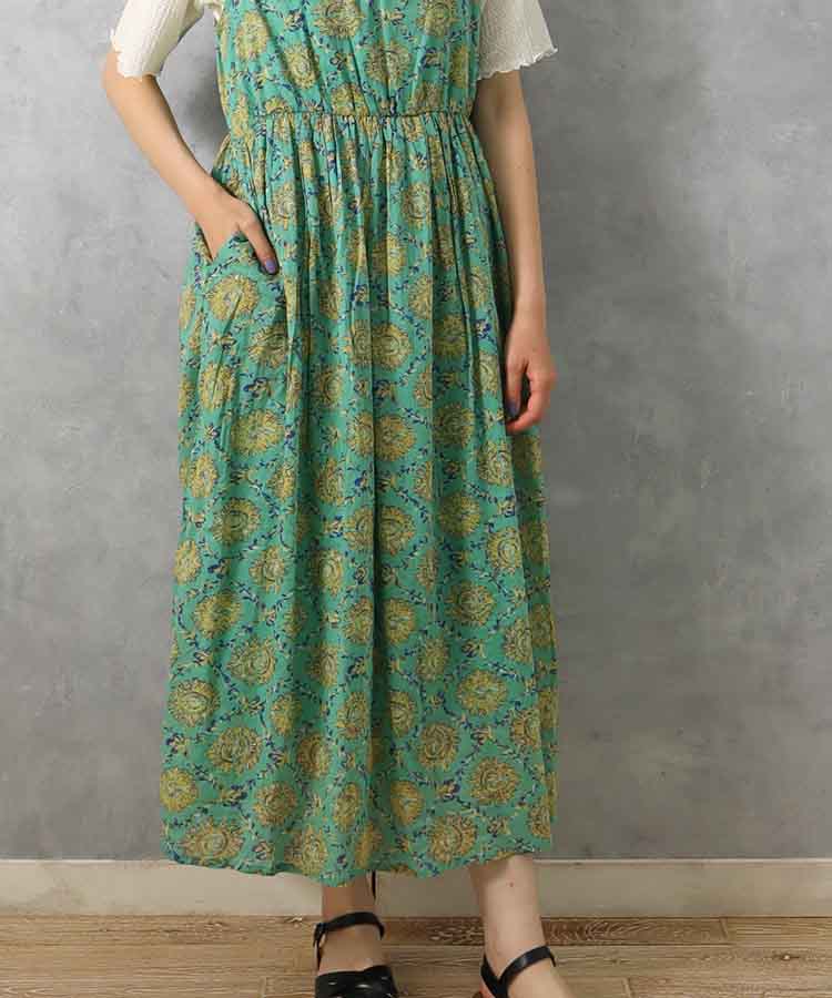 ≪SALE≫袖なし総柄ワンピース25NO3