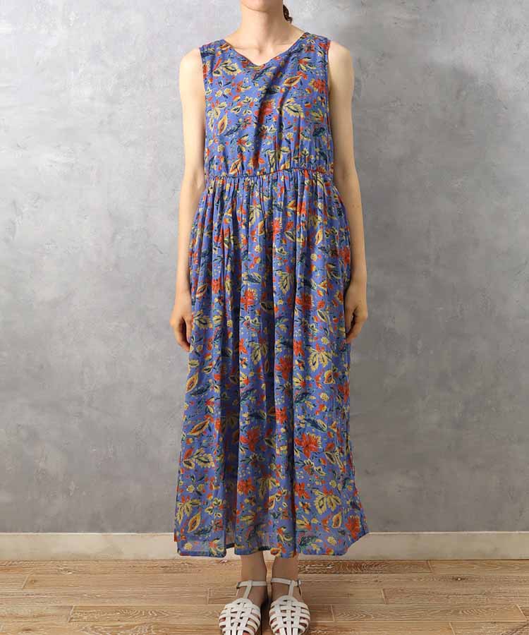 ≪SALE≫袖なし総柄ワンピース25NO1