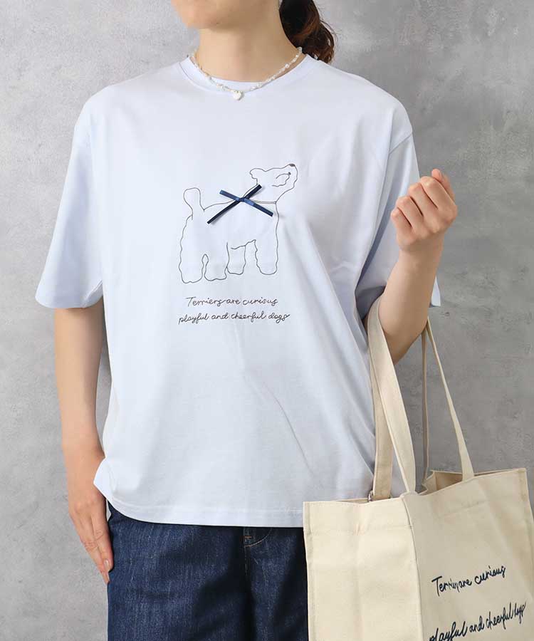 le petaleテリア刺繍リボンTシャツ