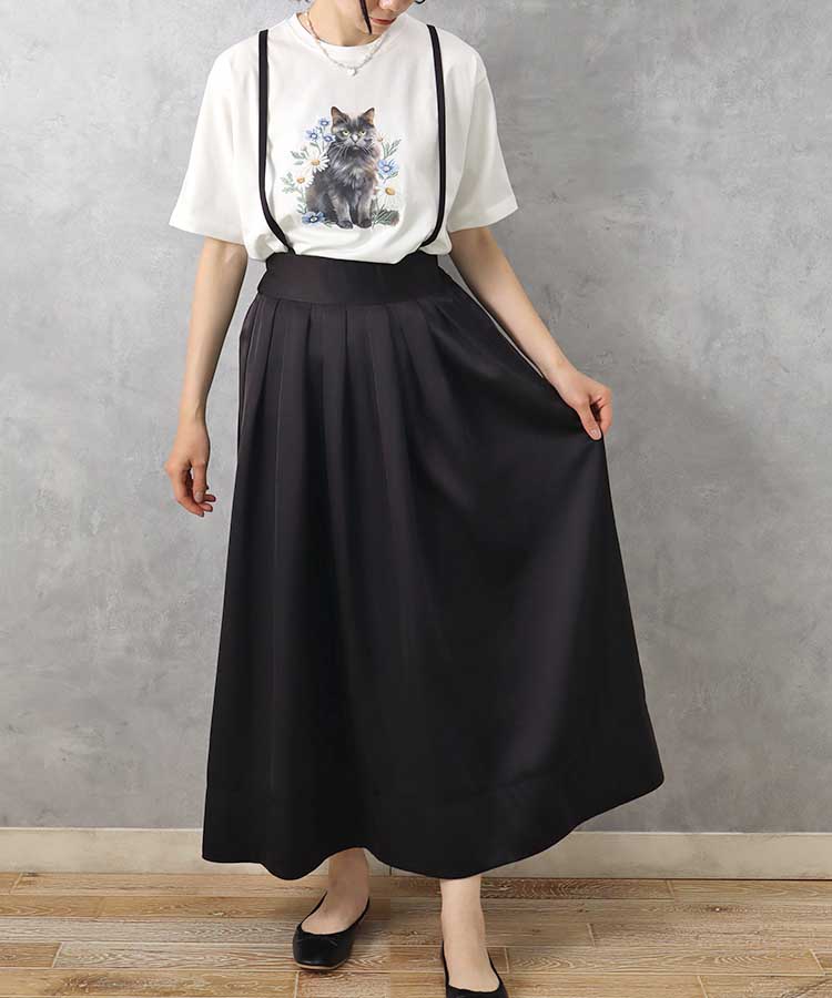 le petaleクロネコフラワー刺繍Tシャツ
